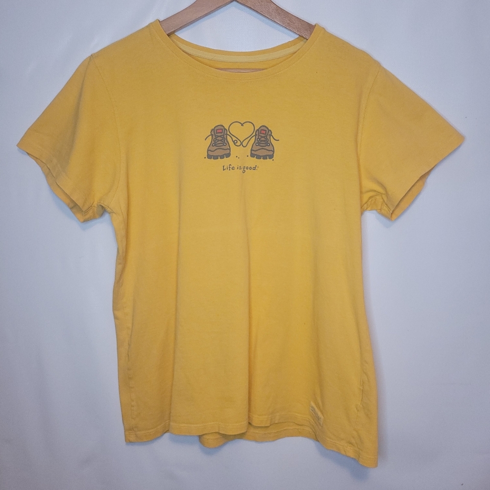 Life Is Good Yellow Tee with Sneaker Heart Graphic